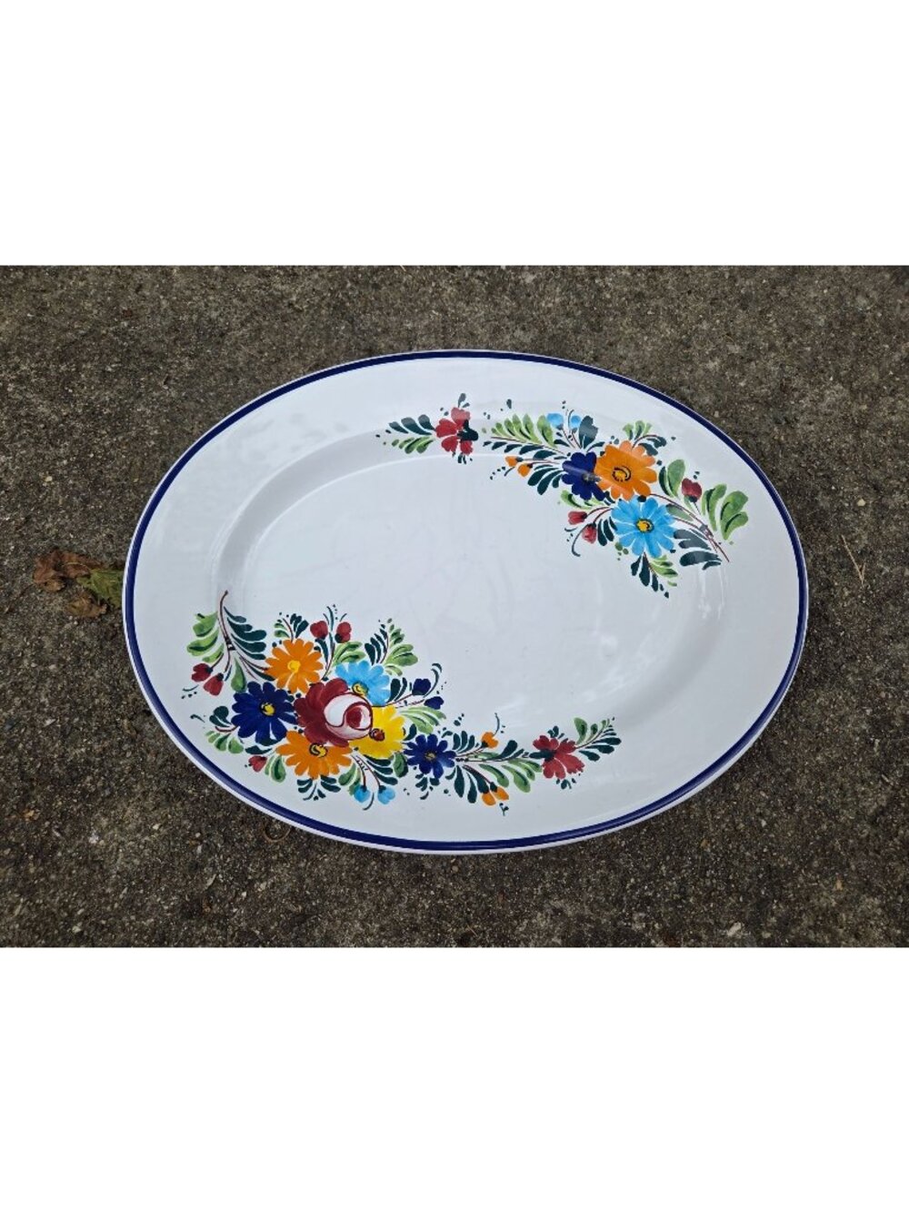 Hand-Painted Oval Ceramic Serving Platter By Nova Deruta For Pottery Barn Made I